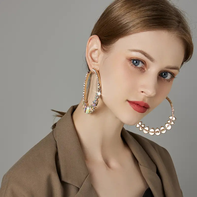 Large Rhinestone Hoops
