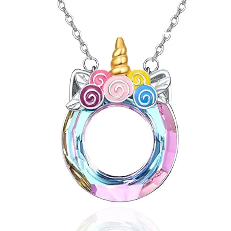 Iridescent Unicorn Circle Necklace