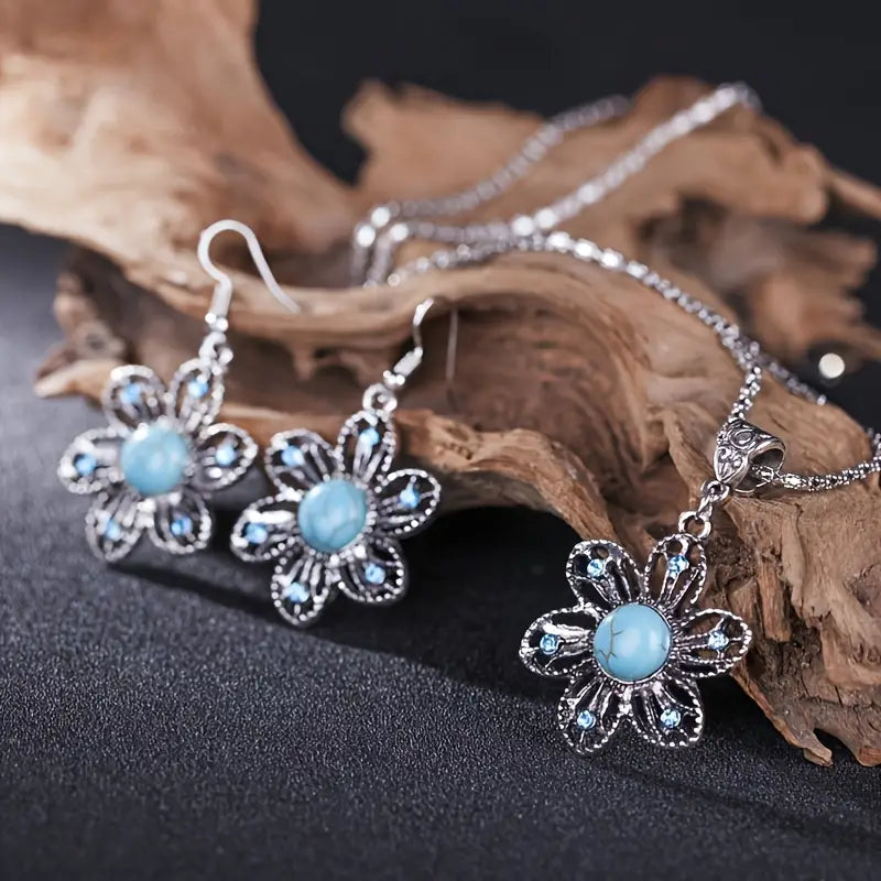 Vintage Turquoise and Rhinestone Set