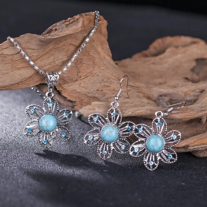 Vintage Turquoise and Rhinestone Set