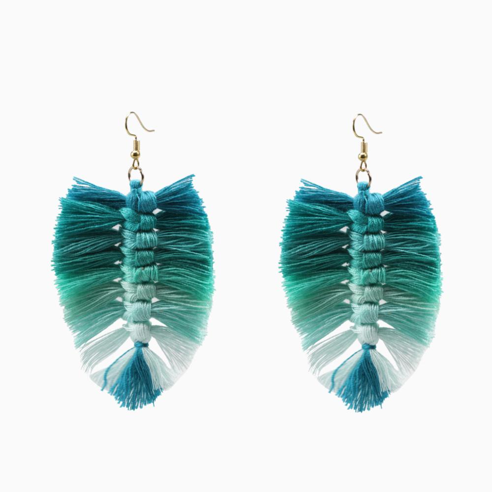 Macrame Feather Earrings