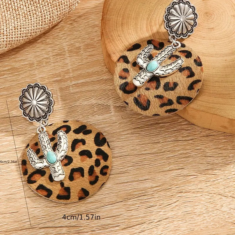 Leopard Cactus Earrings