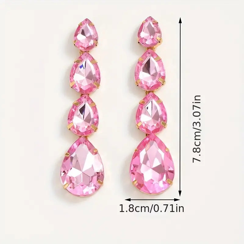 Pink Ice Teardrop Earrings