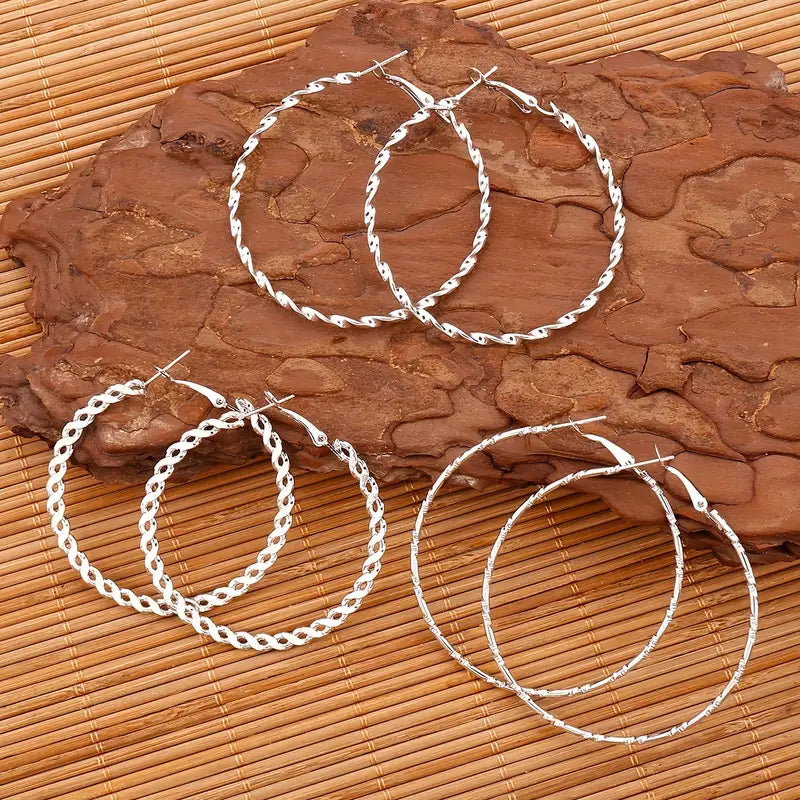 3 Pc Textured Hoop Set