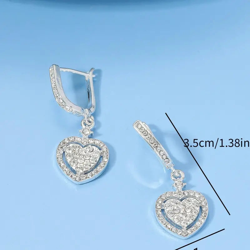 Pave Rhinestone Heart Earrings