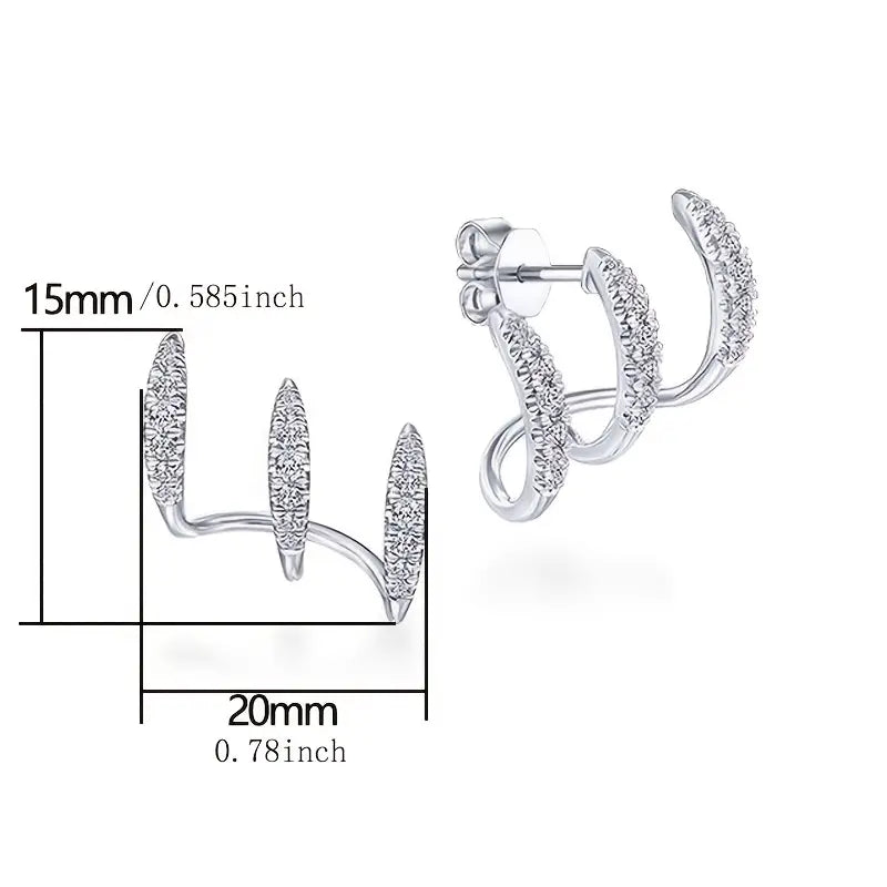 No Pierce Triple Hoop Earrings