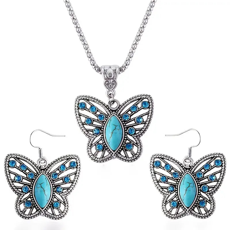 Vintage Turquoise and Rhinestone Set