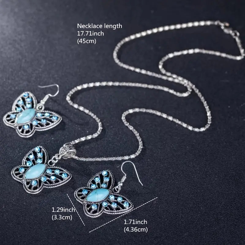 Vintage Turquoise and Rhinestone Set