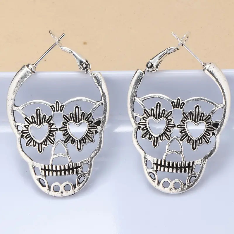 Candy Skull Hoop Earrings