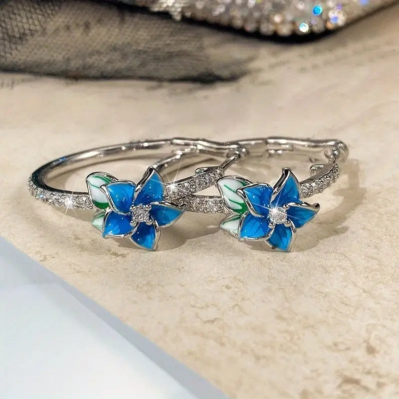 Blue Flower Hoop