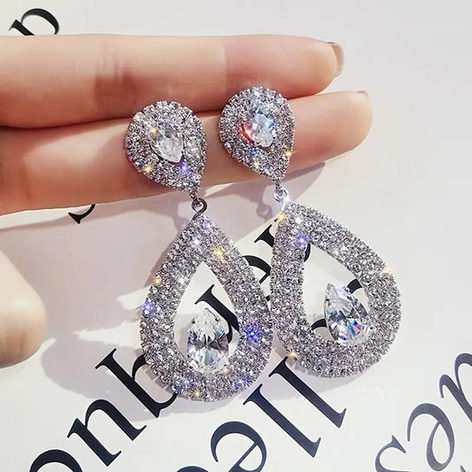 Double Teardrop Rhinestone Dangle