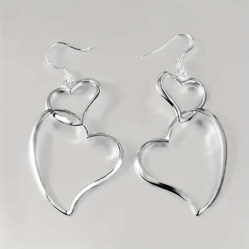 Double Heart Dangle Earrings