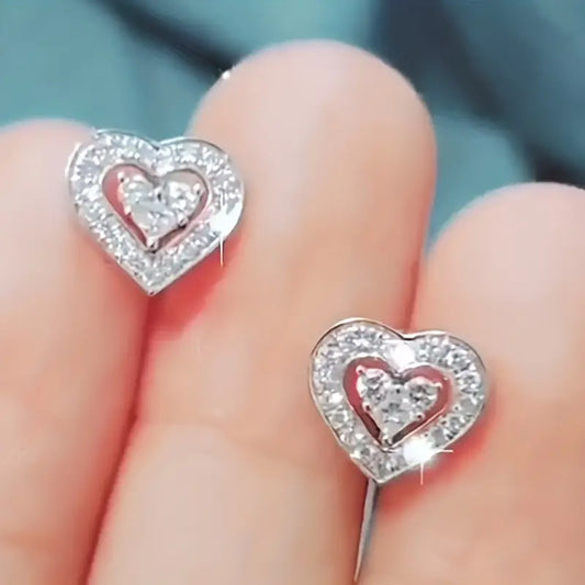 Rhinestone Heart Studs