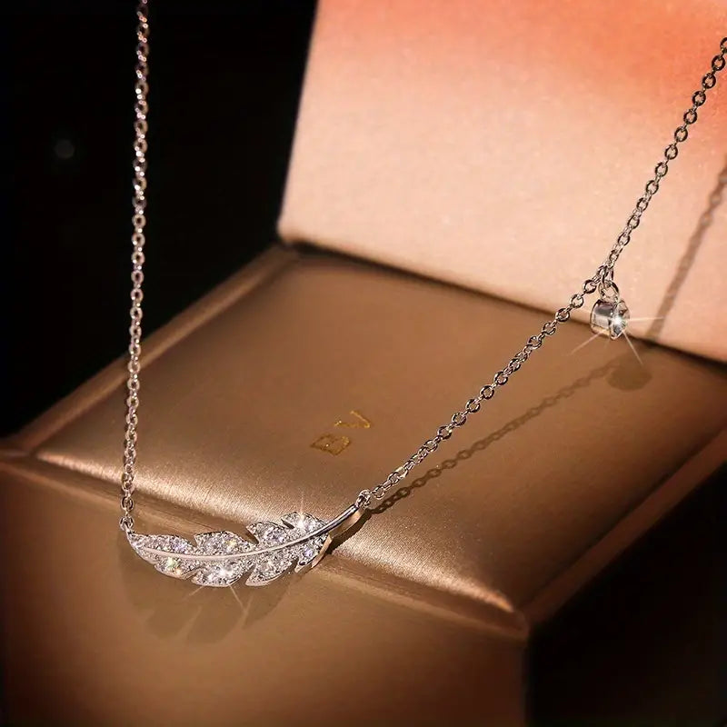 Bohemian Crystal Feather Necklace