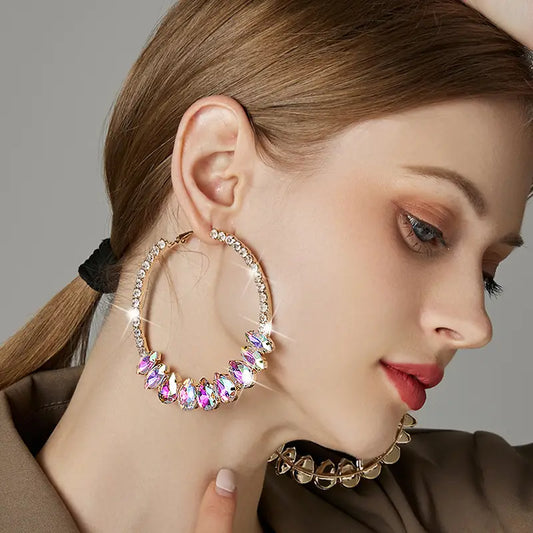 Large Rhinestone Hoops