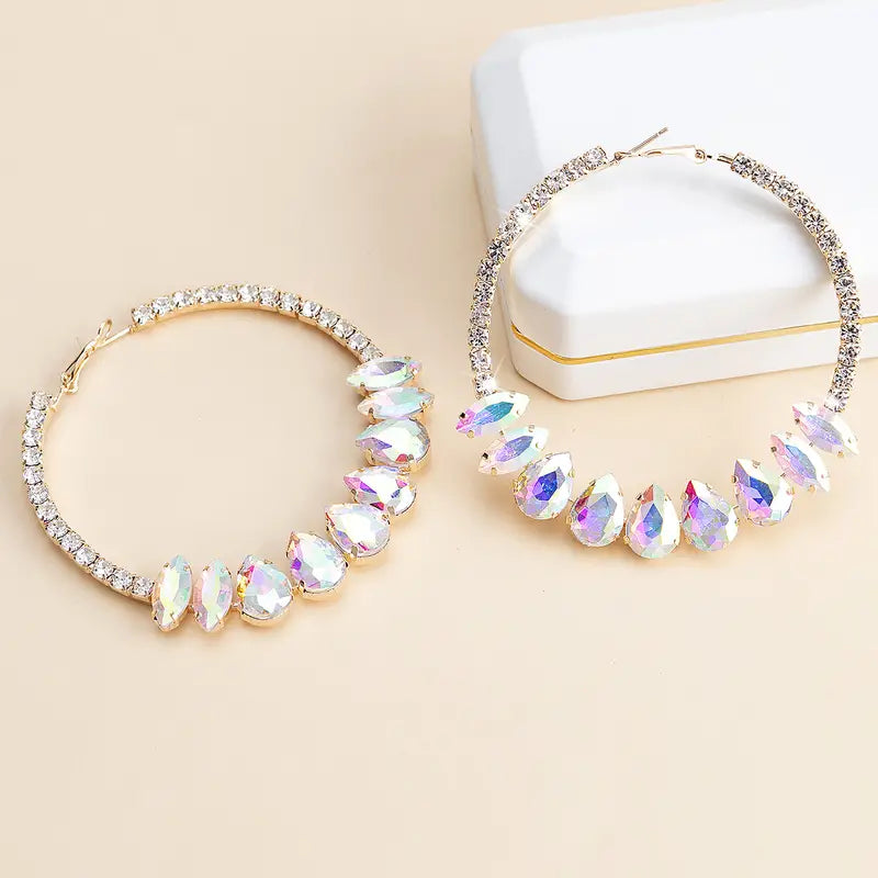 Large Rhinestone Hoops