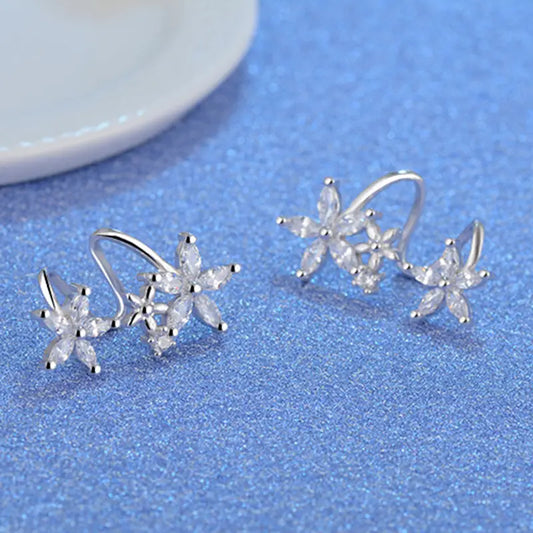 Rhinestone Flower Ear Wraps