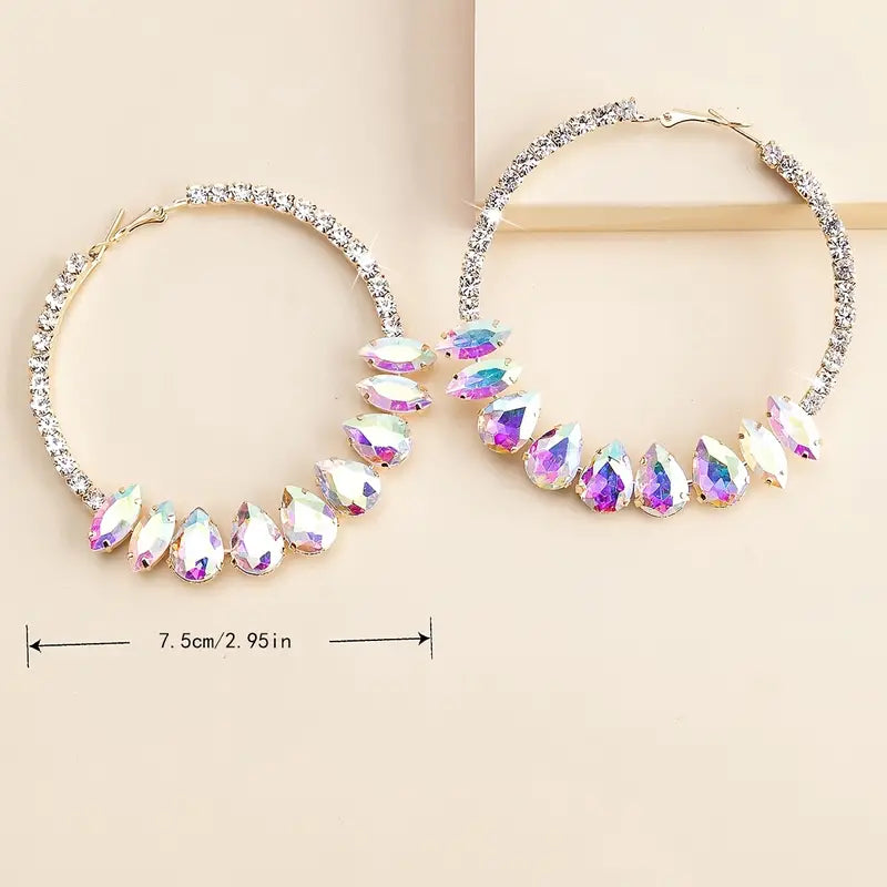 Large Rhinestone Hoops