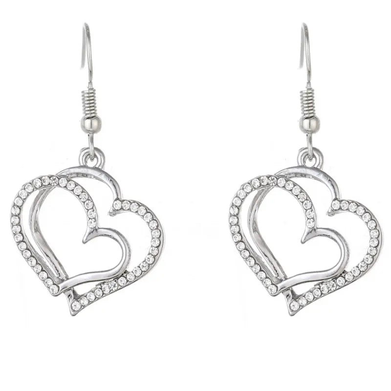 3-Pc Double Heart Necklace Set