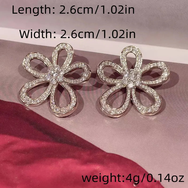 Open Rhinestone Flower Earrings