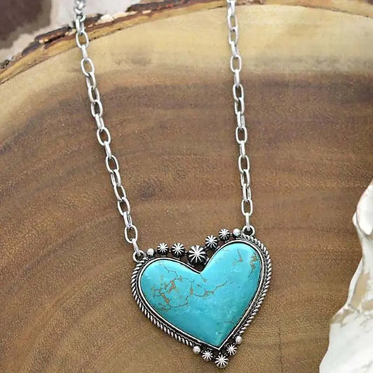 Vintage Turquoise Heart Necklace