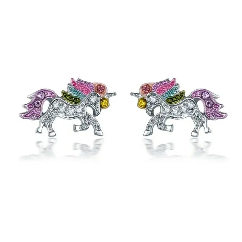 4-Pc Colorful Unicorn Rhinestone Set