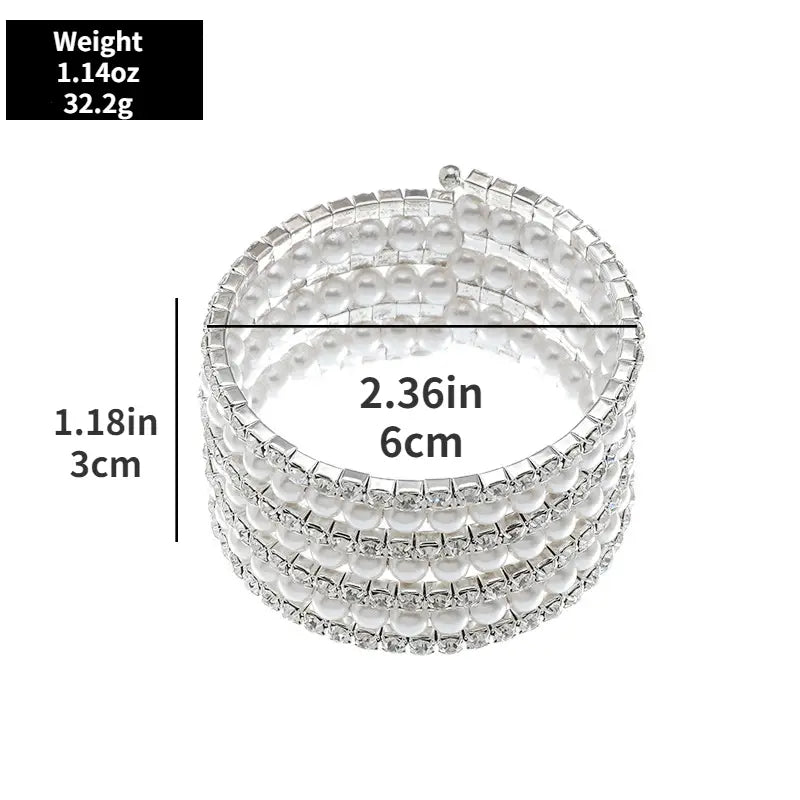 Rhinestone and Pearl Coil Bracelet