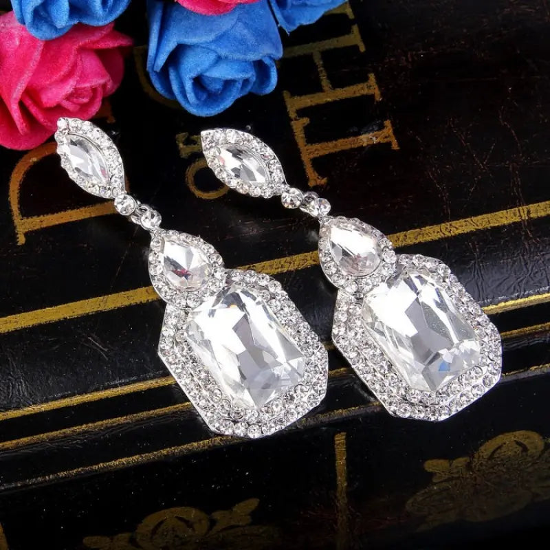 Elaborate Colored Rhinestone Earrings