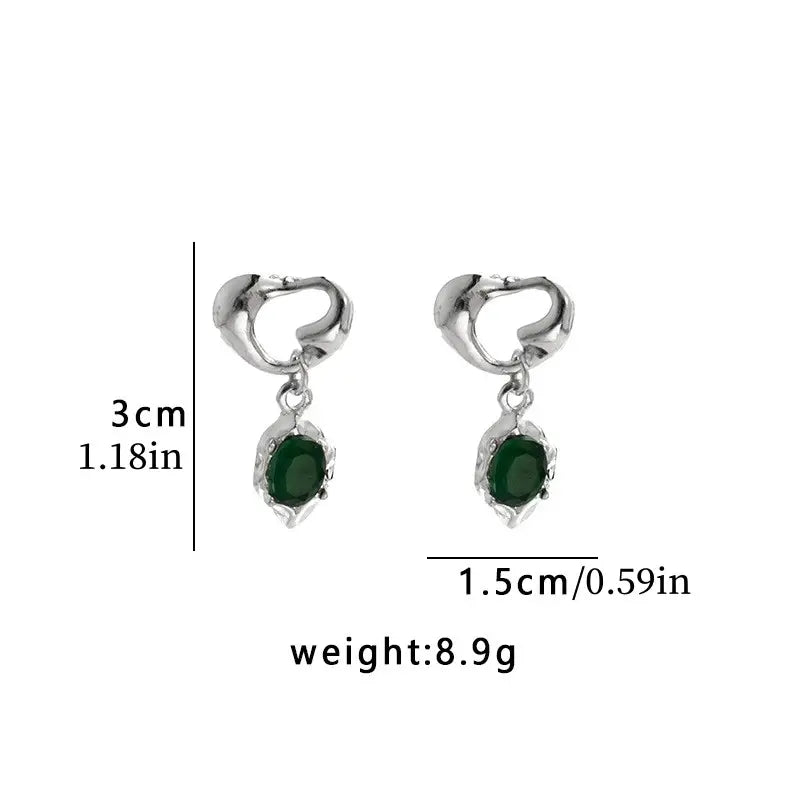 Abstract Green Drop Earrings