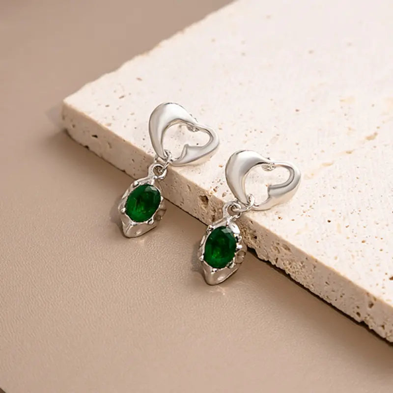 Abstract Green Drop Earrings