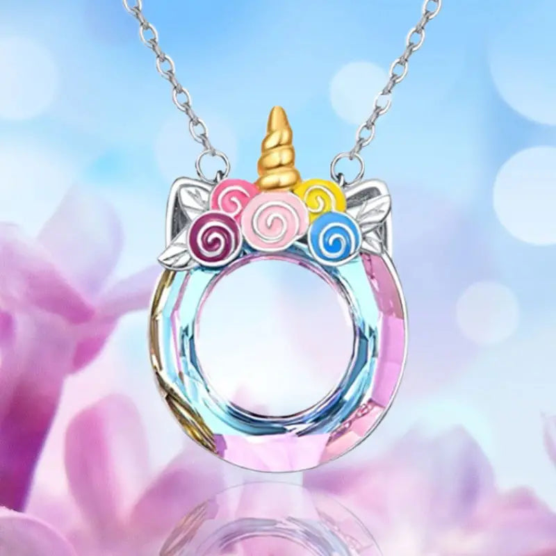 Iridescent Unicorn Circle Necklace