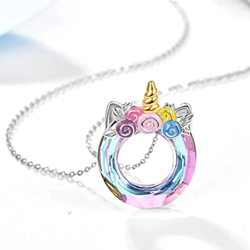 Iridescent Unicorn Circle Necklace