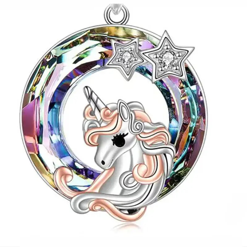 Iridescent Circle Unicorn Necklace