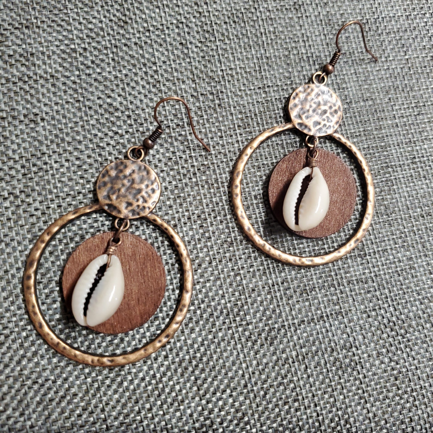 Boho Seashell Wood Earrings