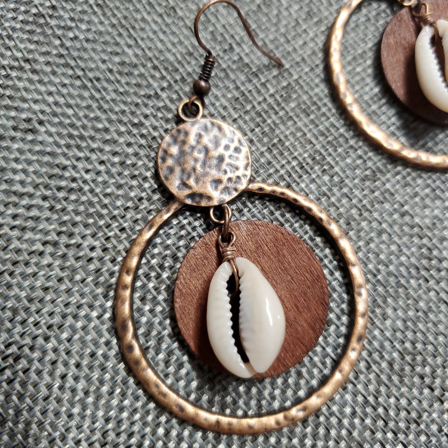 Boho Seashell Wood Earrings