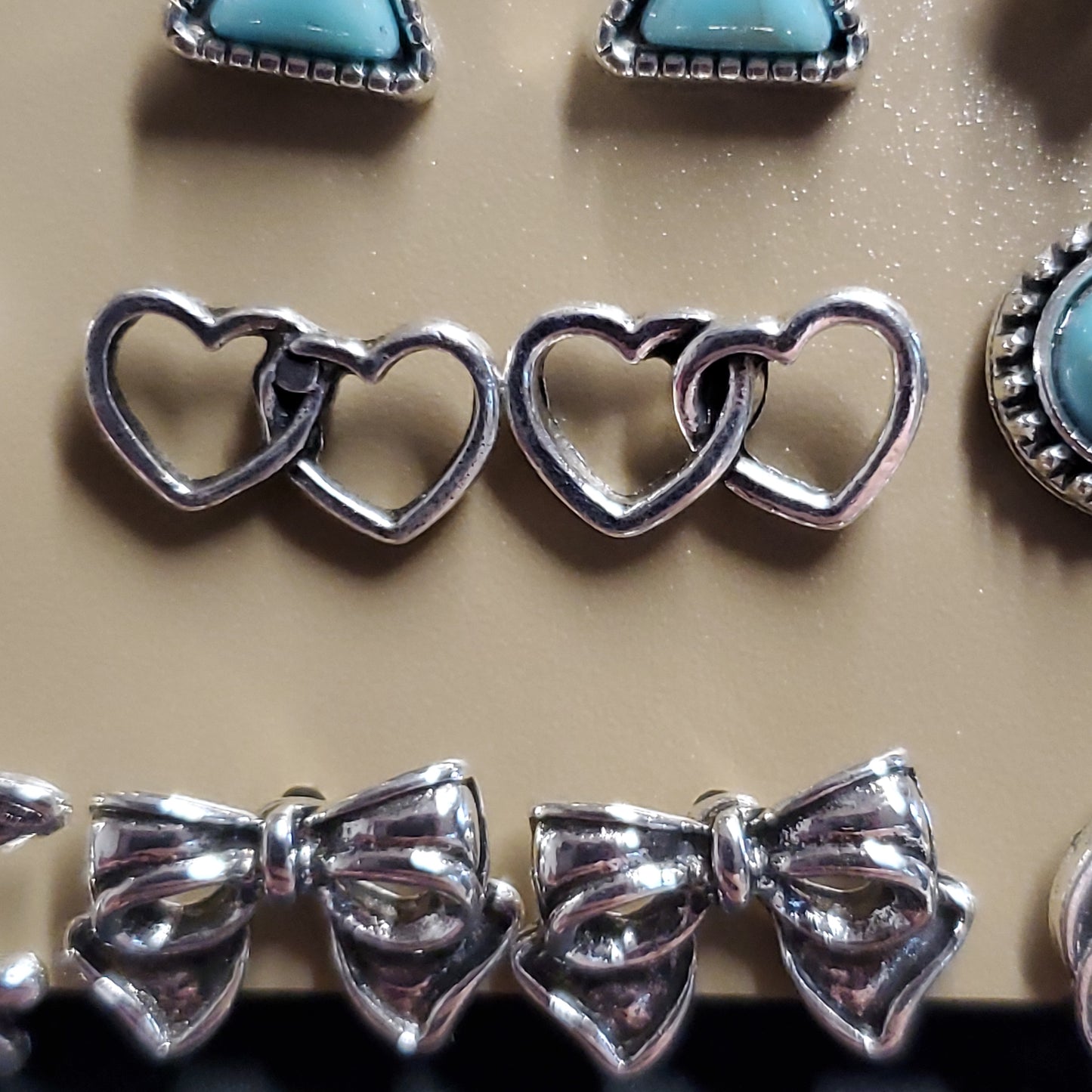 9 Pair Silver Turquoise Studs