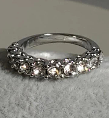 Silver Rhinestone Band Ring