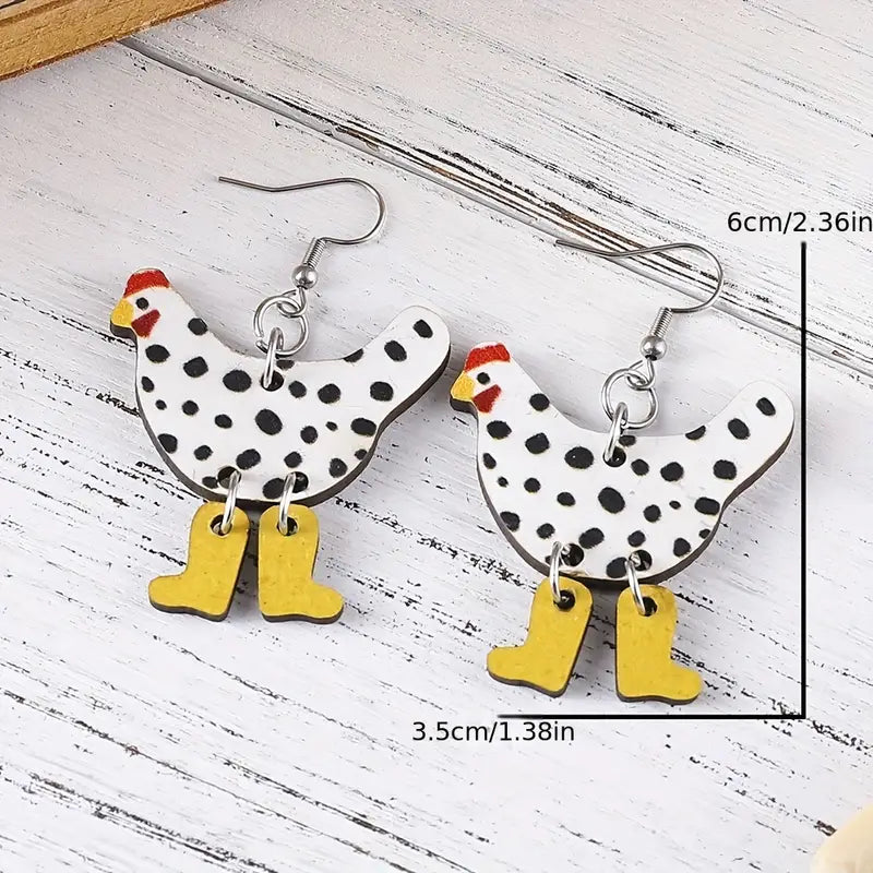 Chicken in Boots Earrings