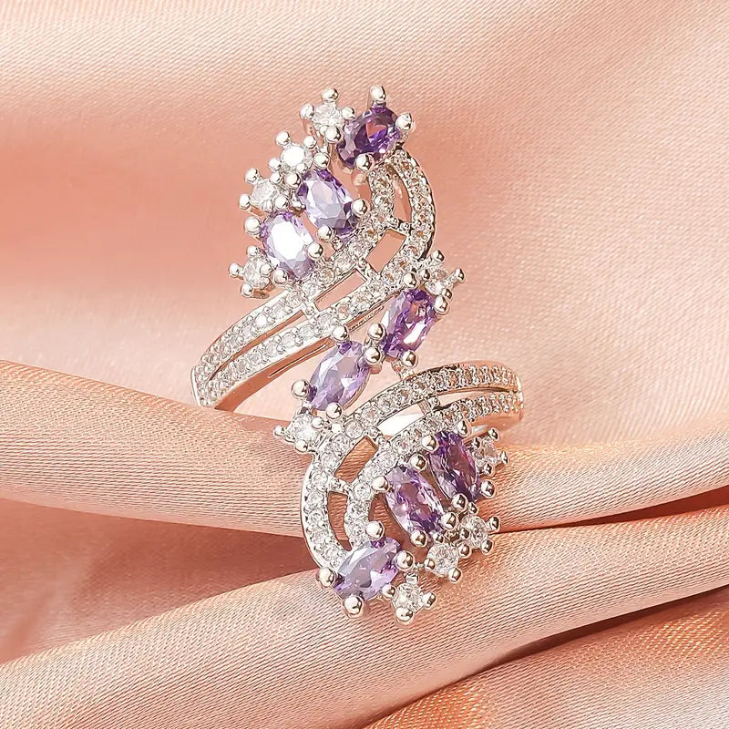 Amethyst and CZ Wrap Ring