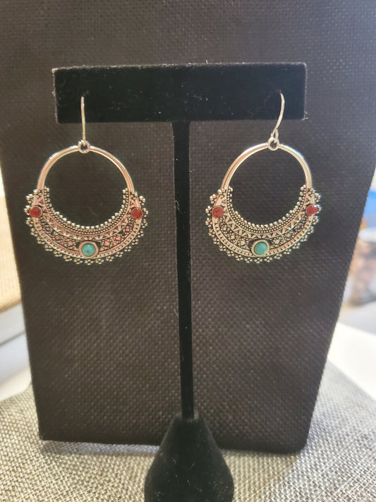 3-Pc Boho Turquoise Dangle Earrings