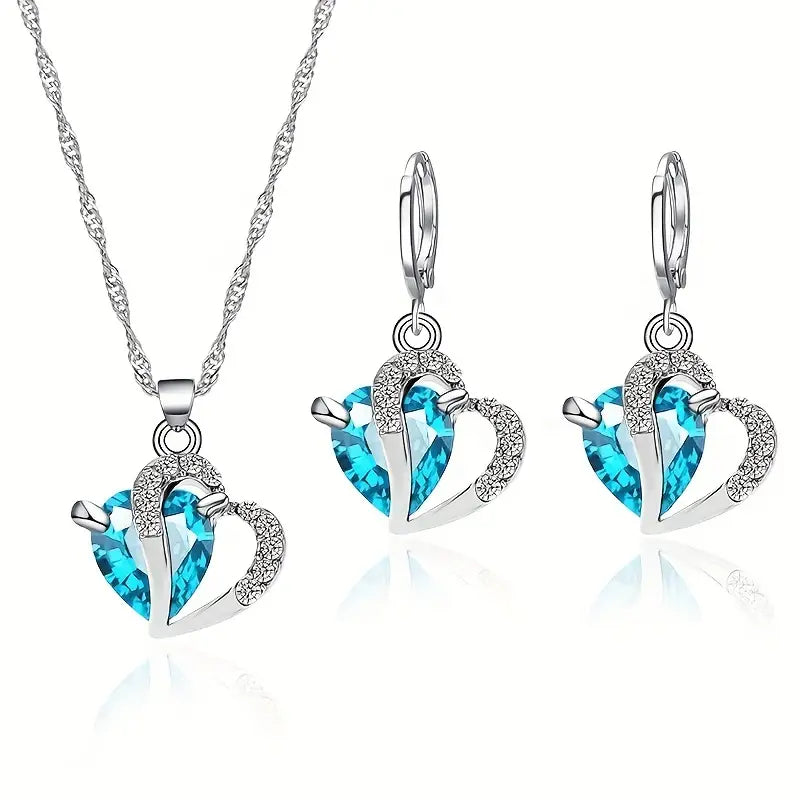 2 Pc Colored Heart Gem Set