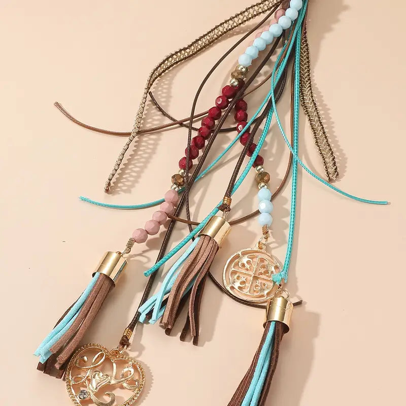 Boho Beaded Leather Necklace