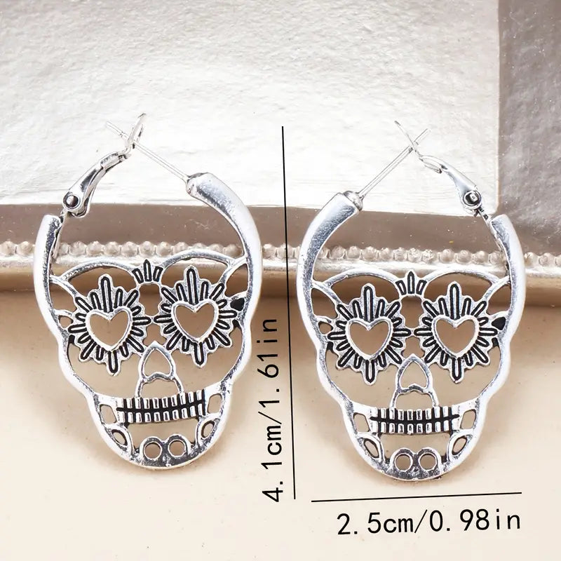 Candy Skull Hoop Earrings