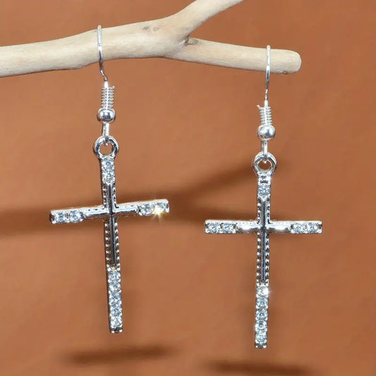 Rhinestone Cross Earrings