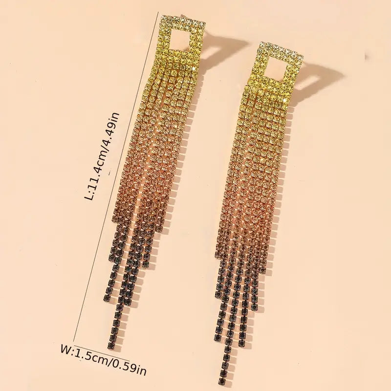 Rhinestone Curtain Earrings