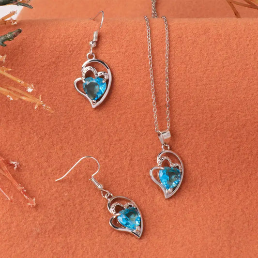 Blue Heart Necklace Set