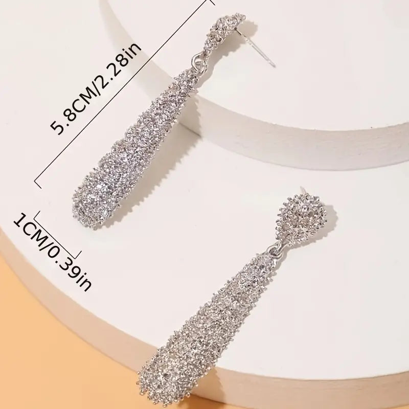 Elongated Rhinestone Dangle Eearrings