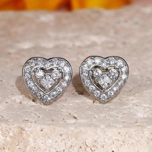 Rhinestone Heart Studs