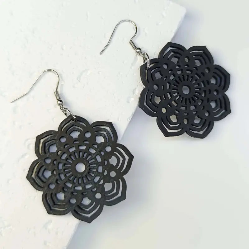 Boho Wooden Mandala Earring