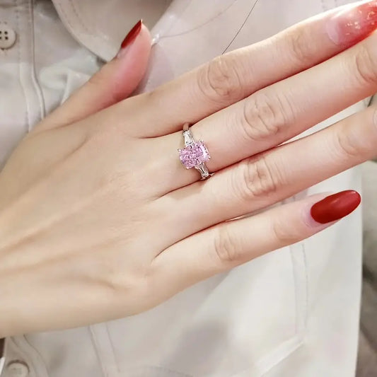 Pink Ice Emerald Cut Ring